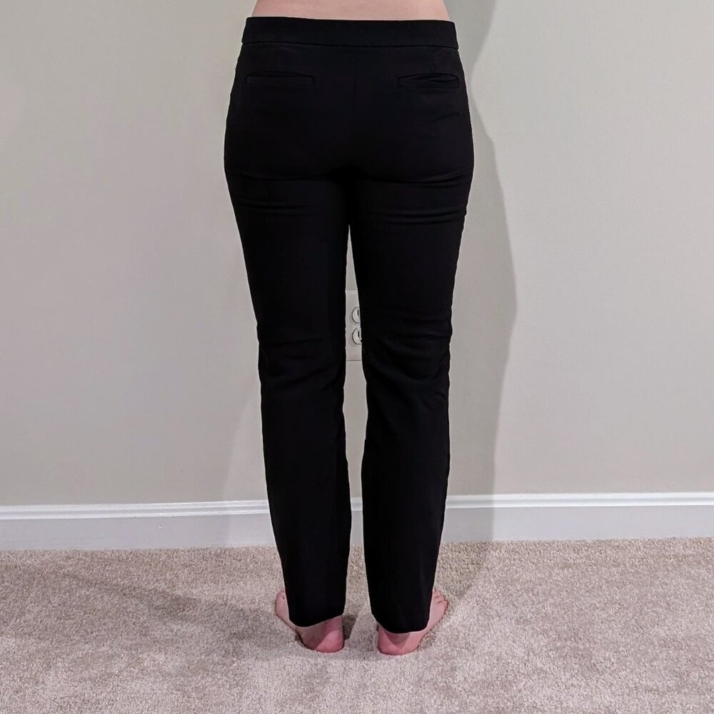 Ann Taylor LOFT Zoe Curvy Fit Straight Leg Long Black Trouser Pants, Size 8 - Picture 2 of 6